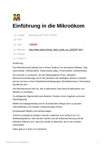 Einf&uuml;hrung in die Mikro&ouml;konomie - Vorlesungsmaterial