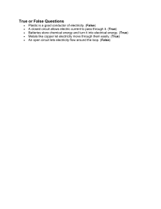 True or False Questions on Electricity
