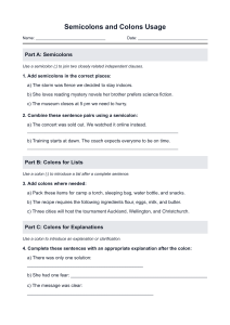 Semicolons and Colons Usage Worksheet