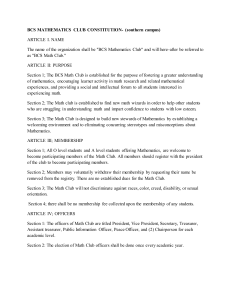 BCS Mathematics Club Constitution (Southern Campus)