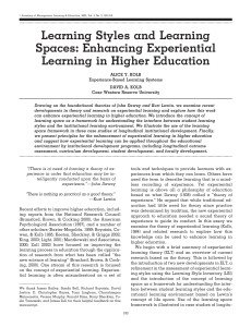 Learning Styles and Learning Spaces in Higher Education