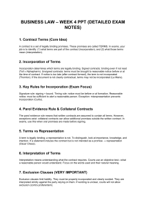 Business Law Week 4 Exam Notes: Contract Terms