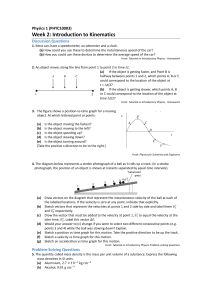 Physics 1 Week 2: Introduction to Kinematics Questions