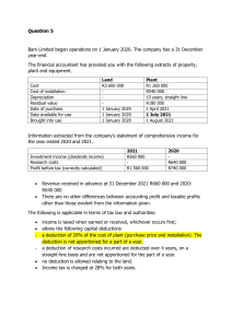 Income Tax Calculation for Bam Limited