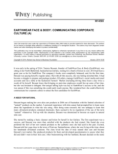 EarthWear Face & Body: Corporate Culture Case Study
