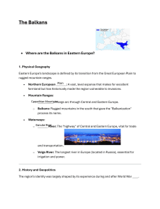 The Balkans: Geography & History Study Guide