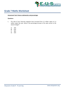 Grade 7 Maths Worksheet: Finance & Percentages