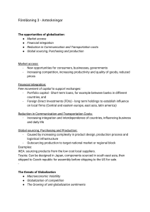 Lecture Notes: Opportunities & Threats of Globalization
