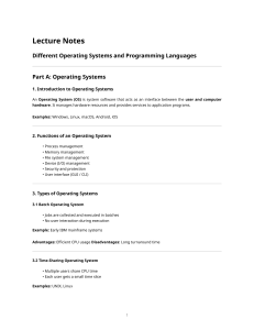 Lecture Notes: Operating Systems & Programming Languages