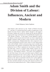 Adam Smith and the Division of Labour: Influences