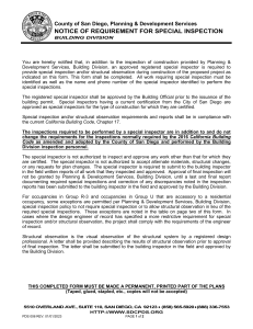 County of San Diego Special Inspection Requirements