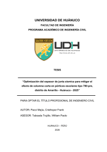 Optimizaci&oacute;n del espesor de junta s&iacute;smica para mitigar el efecto de columna corta en p&oacute;rticos escolares 780-PRE