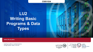 CSIS1534 LU2: Writing Basic Programs & Data Types
