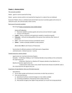 Chapter 1: Business Activity - Economic Concepts