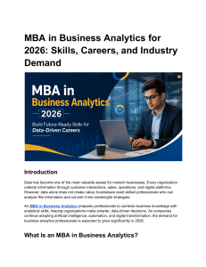 MBA in Business Analytics 2026: Skills, Careers, Demand