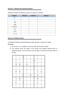 Math Worksheet: Rational & Irrational Numbers, Sudoku Puzzle