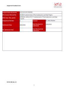 Assignment Feedback Form: Thermodynamics & Heat Engine
