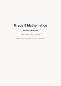Grade 9 Mathematics Revision Booklet: Topic-wise Practice Questions