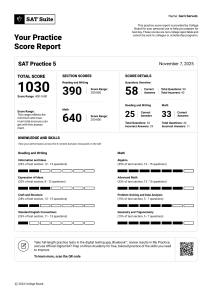 SAT Practice 5 Score Report: 1030 Total
