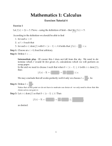 Mathematics 1: Calculus Exercises Tutorial 4