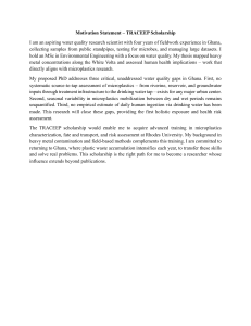 TRACEEP Scholarship Motivation: Water Quality Research