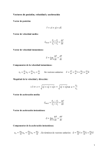 F&iacute;sica: Vectores de posici&oacute;n, velocidad y aceleraci&oacute;n