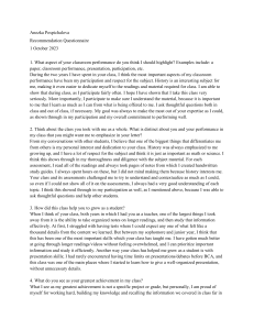 Anezka Pospichalova's Recommendation Questionnaire (2023)