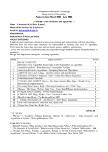 Coimbatore Institute of Technology - Data Structures and Algorithms Syllabus