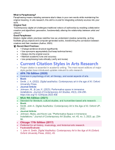 Paraphrasing & Citation Guide for Arts Research