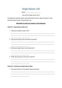 Anglo-Saxon Life Worksheet: Daily Life, Cooking, Weaving