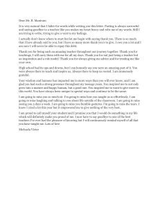 Gratitude Letter to High School Teacher Mr. B. Maniram