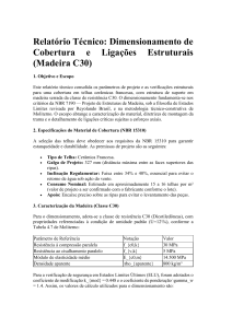 Dimensionamento de Cobertura e Liga&ccedil;&otilde;es Estruturais (Madeira C30)