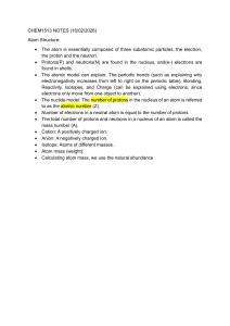 CHEM1513 Notes: Atom Structure