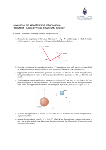 PHYS1034 Applied Physics I Tutorial 1: Statics Problems
