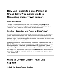 How to Contact Chase Travel Live Support