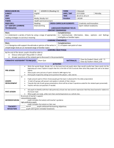 Lesson Plan: Ready, Steady, Go! (Form 3 English)