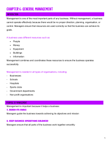Chapter 6: General Management - Business Basics