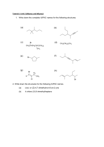 Chemistry Tutorial: Alkenes, Alkynes, IUPAC Nomenclature