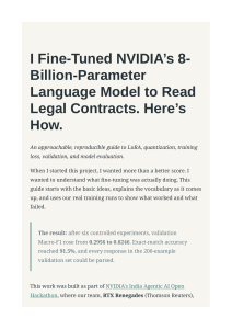 Fine-Tuning NVIDIA's 8B LLM for Legal Contracts: A Guide