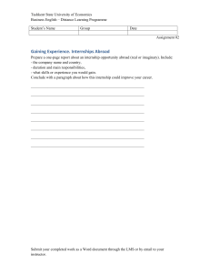 Internship Abroad Report Assignment