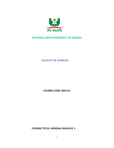 BIO101 General Biology 1 Course Guide - NOUN