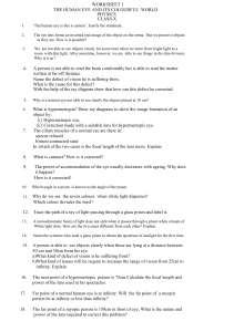 Physics Worksheet: The Human Eye and Its Colourful World