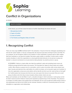 Conflict in Organizations: Basics & Management