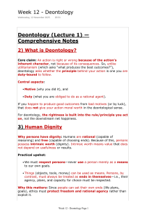 Deontology Lecture 1 Comprehensive Notes
