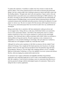 Personal Statement for Architectural Technologist Course