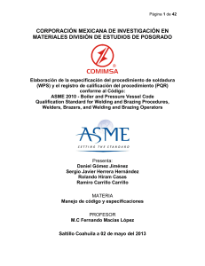 Elaboraci&oacute;n de WPS y PQR seg&uacute;n ASME 2010