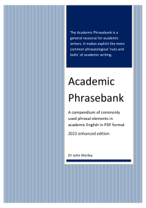 Academic Phrasebank: Phrases for Research Writing