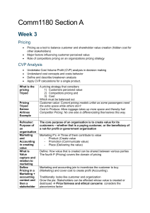 Comm1180 Week 3 Pricing & CVP Analysis