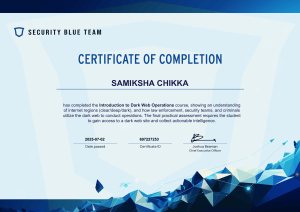 Certificate of Completion: Dark Web Operations