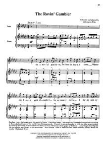 The Rovin' Gambler Sheet Music by John Jacob Niles